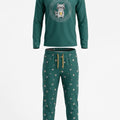 Pijama Algodón Caballero Mapache Verde