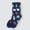 Calcetín Franela Estampado Mariposas Marino