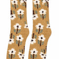 Calcetín Franela Estampado Flores Camel