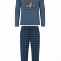 Pijama Caballero Perchado Moto Azul