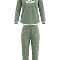 Pijama Perchado Mujer Pingüinos Verde
