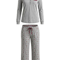 Pijama Cozy Mujer Gris Jaspeado