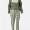 Pijama Perchado Mujer "Dormir" Verde Curvy